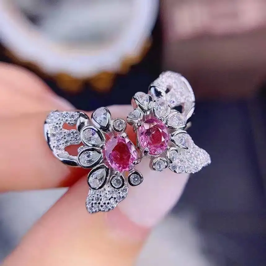 

New Luxury Fashion Round Pink Crystal Korean Stud Earrings Women's Butterfly Silver Color Earring For Women 2022 New Jewelry
