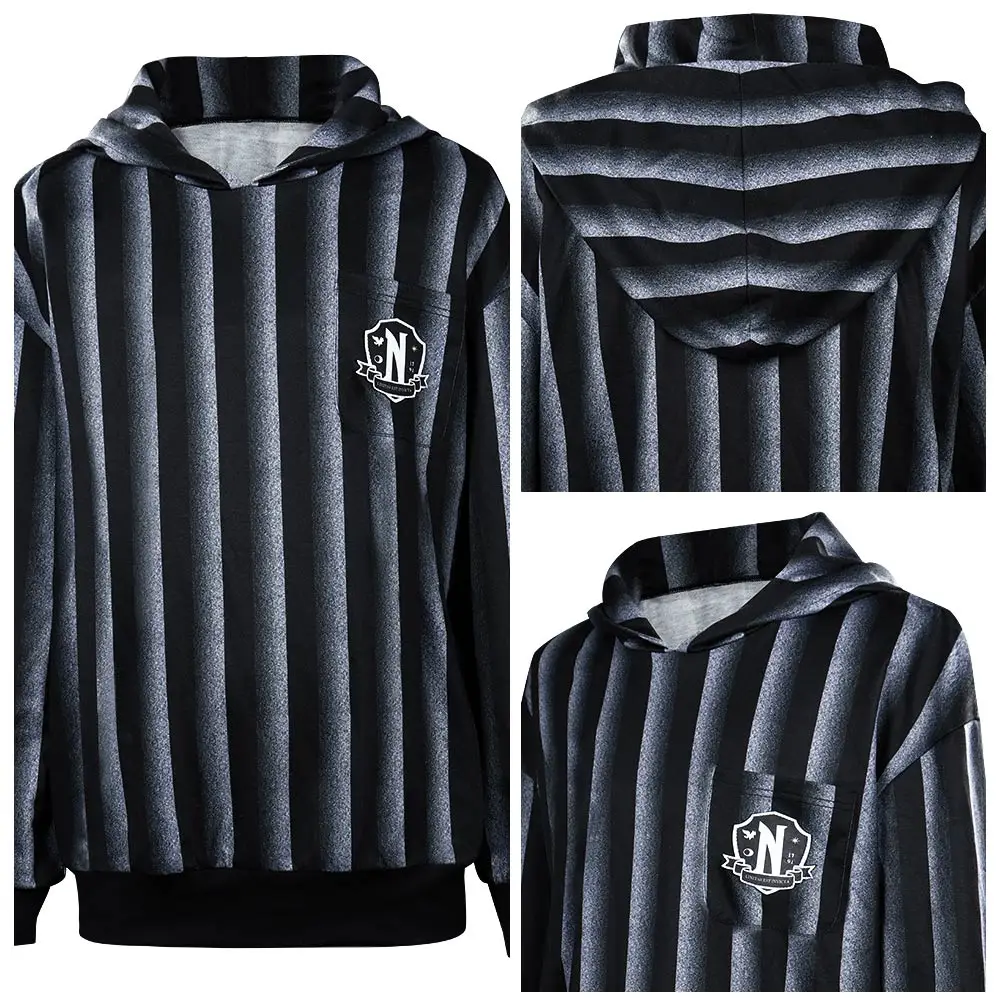 

Wednesday Addams Cosplay Anime Costume Hoodie Coat Halloween Carnival Party Role Play Clothes For Adult