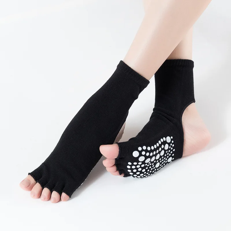 

Women Lady Yoga Socks Silicone Non Slip Quick-Dry Pilates Sock Foot Heel Cotton Ventilation Ballet Dance Sock for Fitness