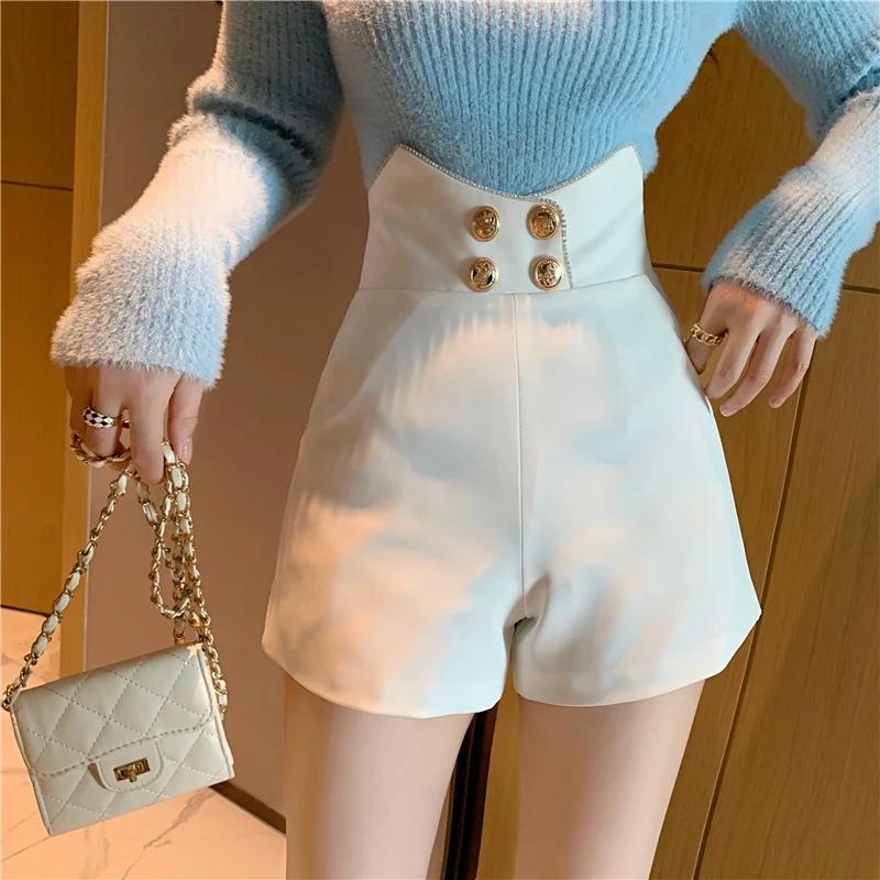 Women's Casual Shorts Y2k Fashion High Waisted Loose Solid Color Lrregular Design Kroean Version Straight Ladie Summer Pants