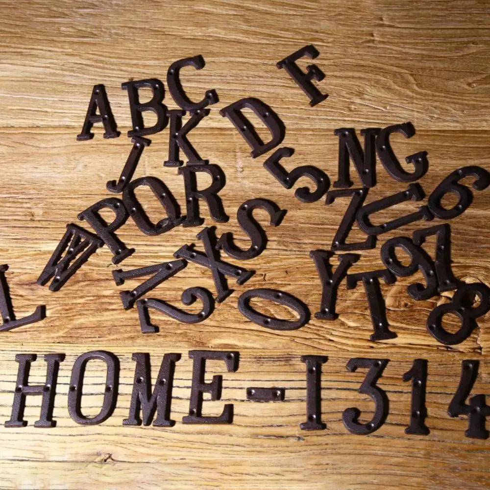 

Creative Retro Style Groceries Cast Iron Metal DIY House Doorplate English Letter Symbol Door Decoration Home Decor Crafts