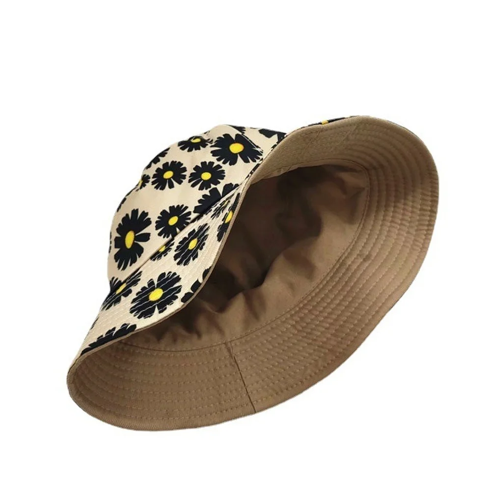 

Daisy Embordered Bucket Hat Flora Print Fisherman's Hat Cute Children Panama Hat Summer Sun Cap Protection Travel Sunshade