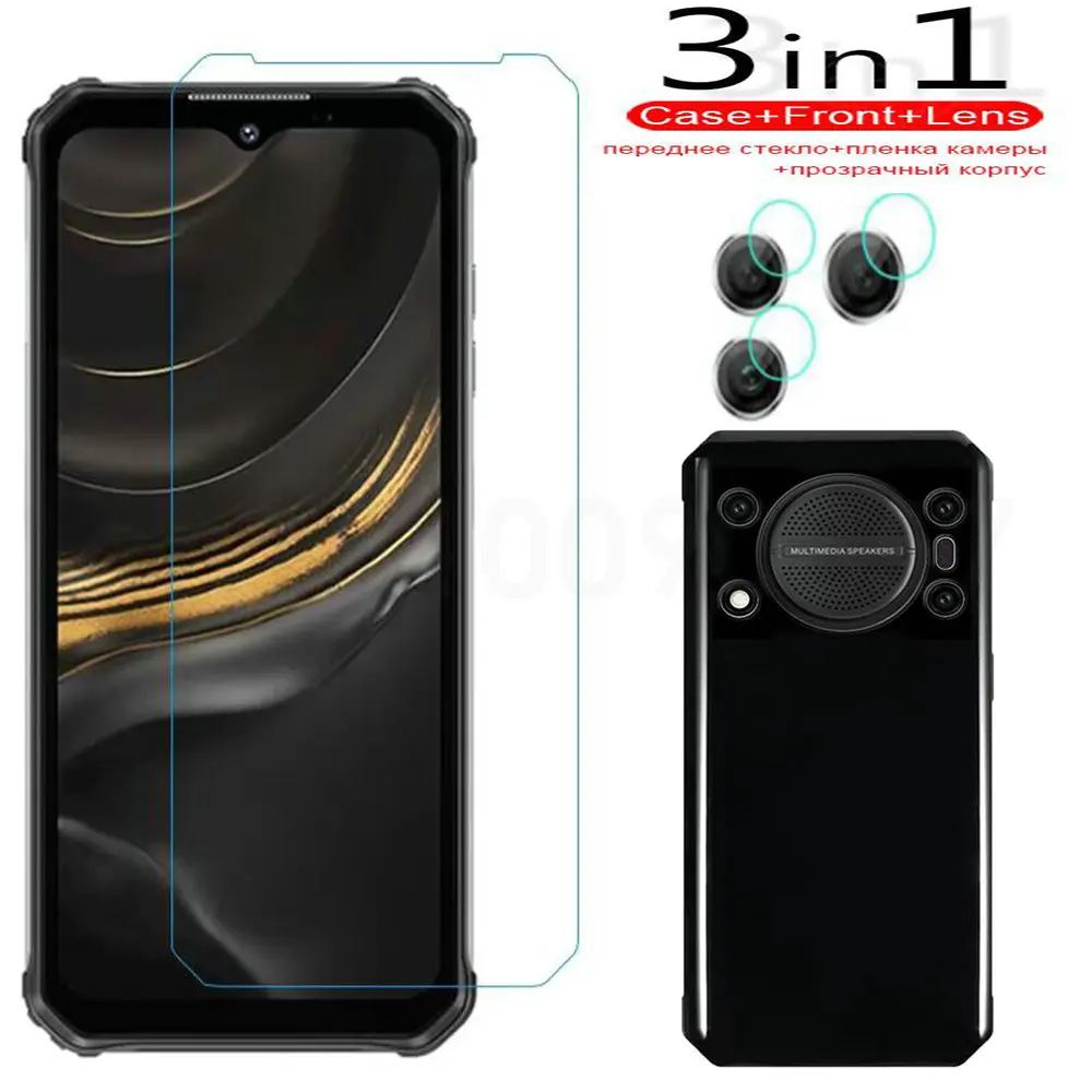 Закаленное стекло 3 в 1 с фотоэлементами для OUKITEL WP21, Защитное стекло для экрана, полная защита для OUKITEL WP21, мягкая пленка для объектива камеры