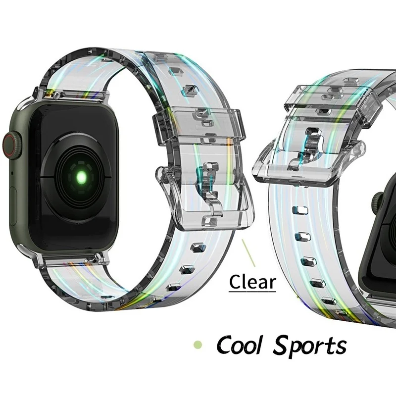 

Colorful Silicone Watch Band Strap for Apple Watch Series 7 6 SE 5 Clear Sport apple watch strap iWatch band series 7 band