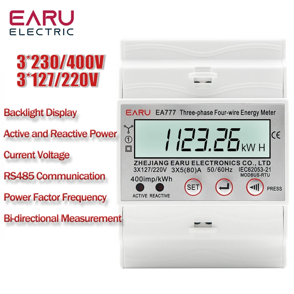 

Двухсторонний счетчик электроэнергии EARUELECTRIC EA777 3 фазы 4 провода