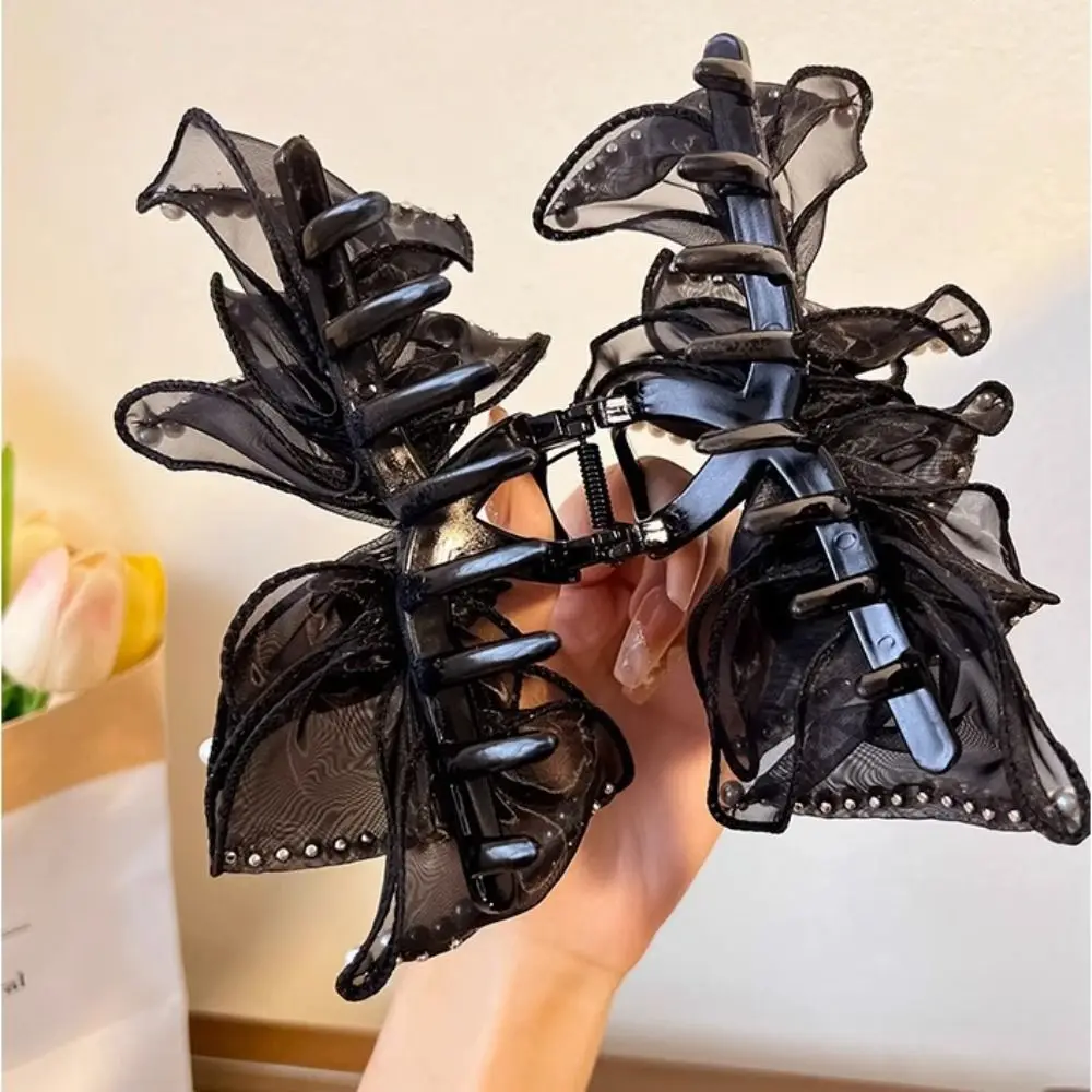 Элегантный большой коготь для волос из хлопчатобумажной ткани с бантом