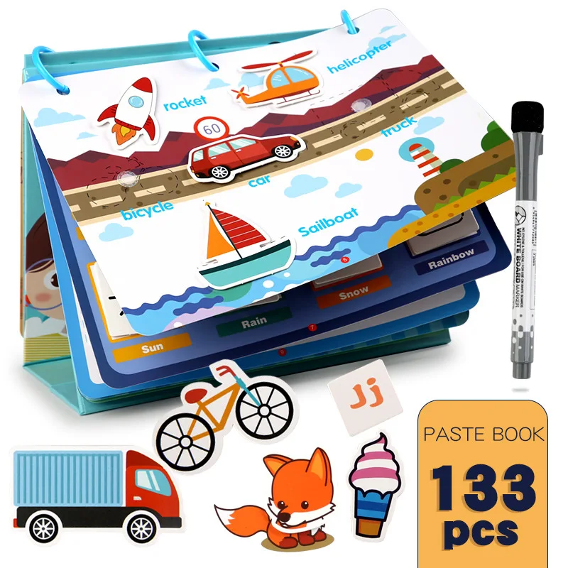 

Детская книга Монтессори, наклейка, игрушка для детей раннего возраста, головоломка для детей, Обучающая книга, игрушки для рисования, Тихая книга