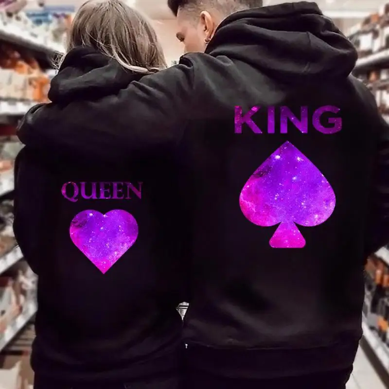 Lovers Couples Hoodies Women Printed Drawstring Sweatshirt Fashion Hooded Tracksuits Matching Hoodie Casual Pullovers Female Top