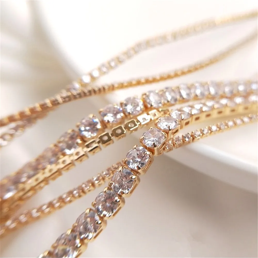 

14K Gold Filled Plated Austrian zircon chain diamond claw chain Loose chain DIY bracelet necklace ornament material