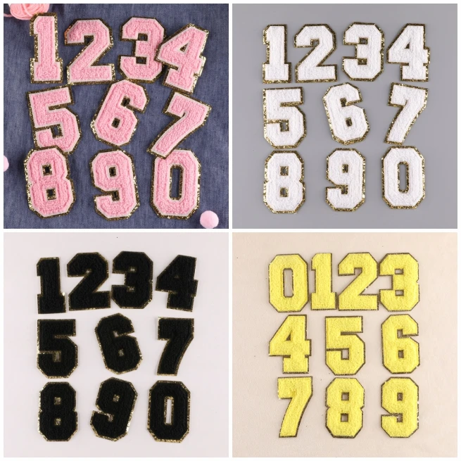 

embroidery chenille number badge,towel letters patch,iron on 0 to 9 numbers patches for clothing DIY accessory WF226283