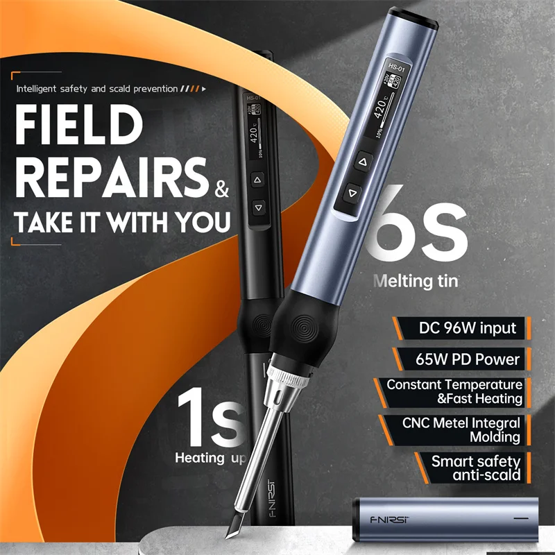 

Умный Электрический паяльник FNIRSI, портативный паяльник с регулируемой постоянной температурой и быстрым нагревом, 65 Вт, pd