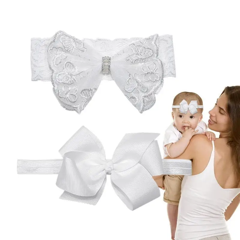 

2PCS Soft Baby Headbands With Embroidery Butterfly Hair Bows Headwraps For Baby Girl Head Band Newborns Hair Accessories