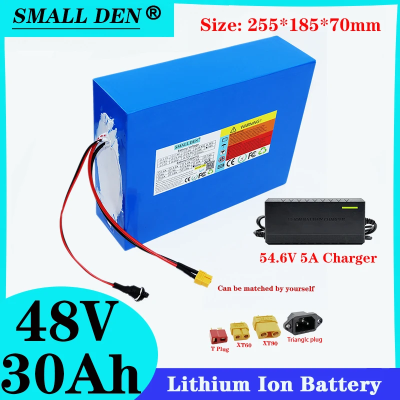 

48V 30Ah 18650 Lithium Battery Pack +54.6V 5A Charger 13S9P Built-in 30A BMS 800W-1500W Electric Bike Scooter Battery + Charger
