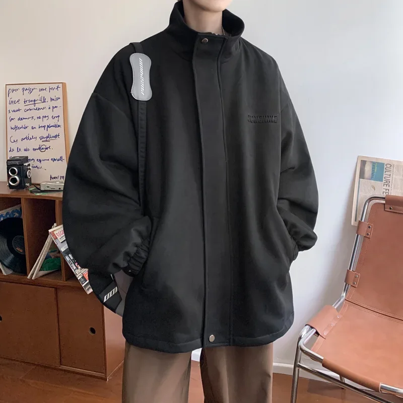 Новое поступление ранняя осень мужская однотонная куртка свободный крой топ с