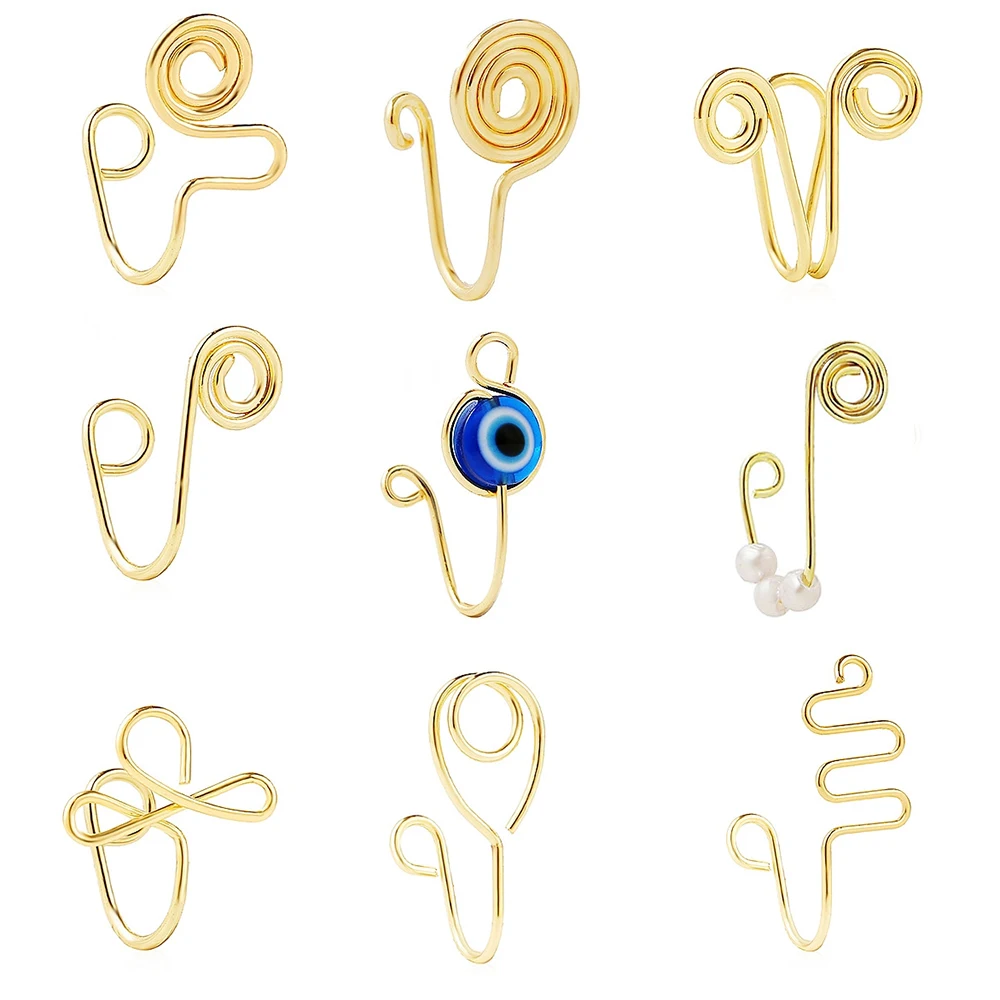 

Креативные медные металлические спиральные поддельные пирсинговые манжеты для носа ювелирные изделия для тела золотистого и серебристого...