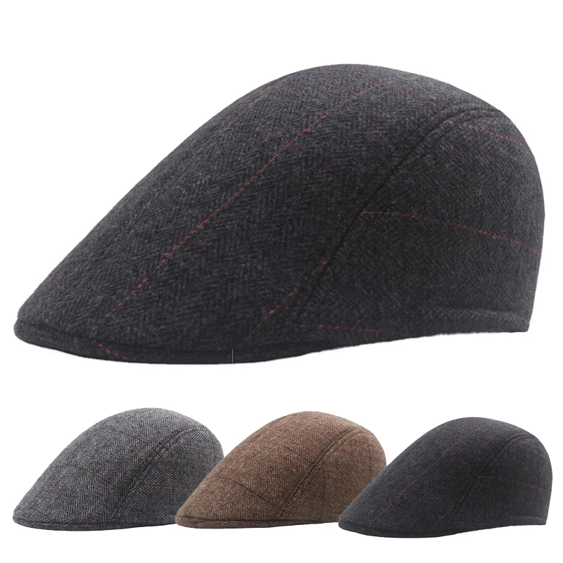 

Autumn Winter Beret Hat Retro Men Newsboy Ivy Flat Cap Western Style Warm Wool Painter Artist Hat Vintage Gatsby Cabbie Cap