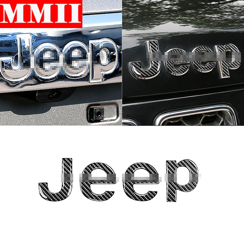 

Аксессуары для салона автомобиля Jeep Grand Cherokee 2011-2021, наклейки из углеродного волокна, эмблема переднего и заднего логотипа, отделка Обложки