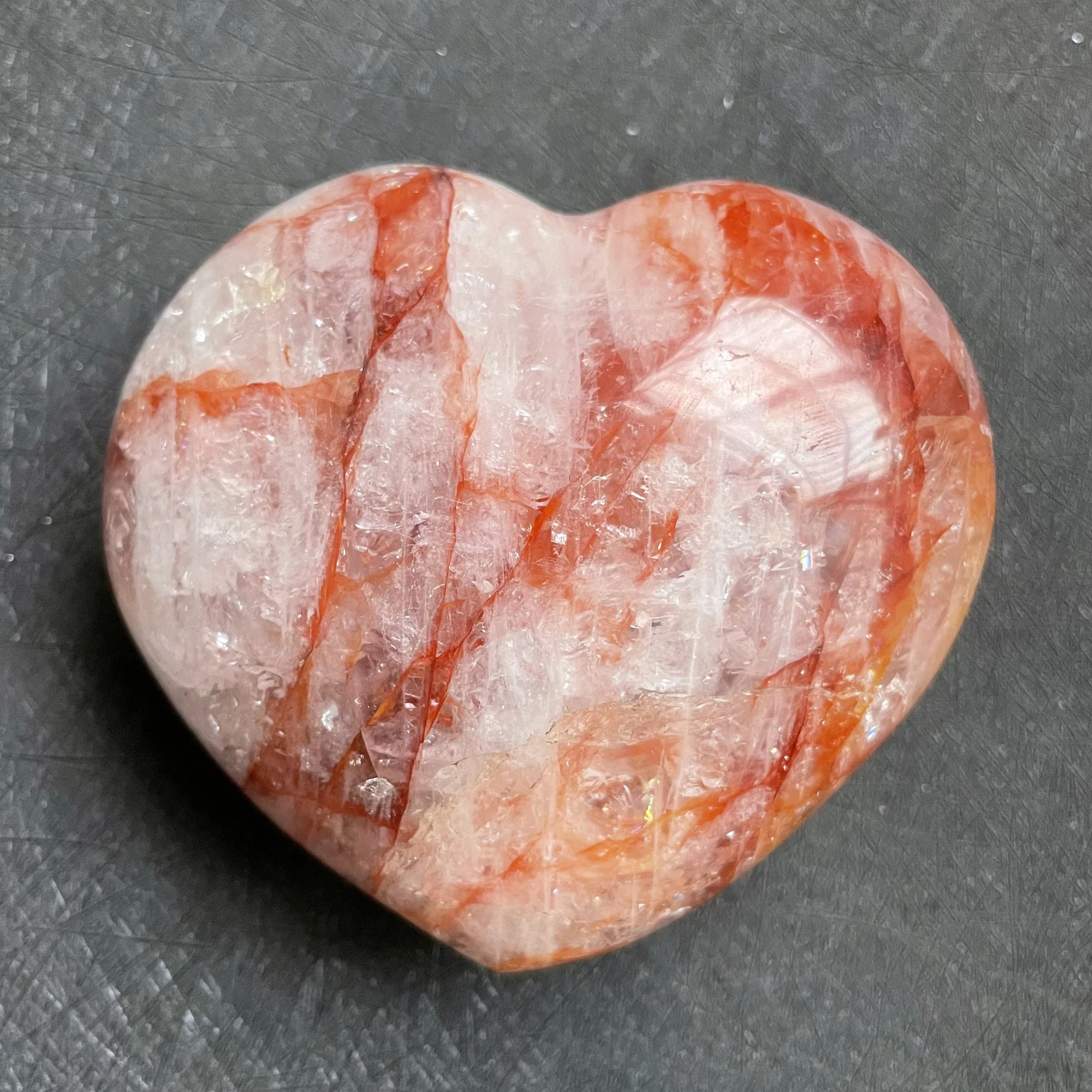 

Natural Crystal Heart Multi-inclusions Polished Quartz Love Decor Divination Healing Gift