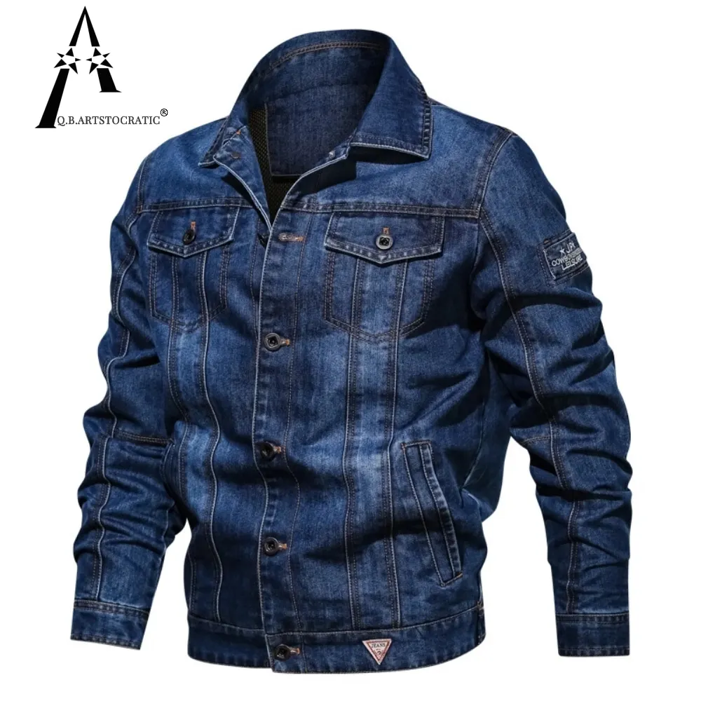 

New 2022 Cotton Denim Jacket Men Casual Solid Color Lapel Single Breasted Jeans Jacket Men Autumn Slim Fit Quality Mens Jackets