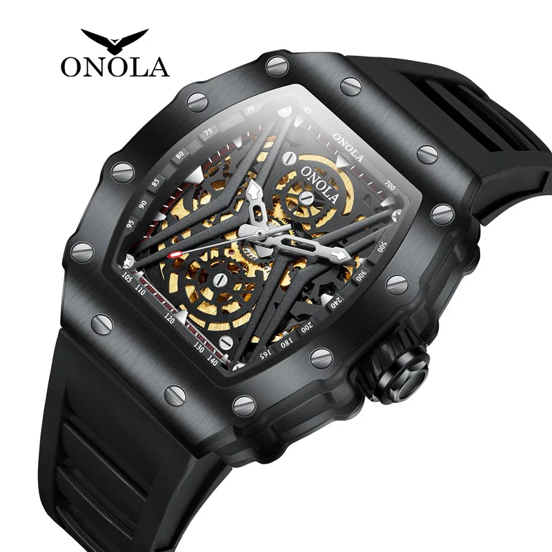 

ONOLA watch fashion brand luxury Oluner fully automatic mechanical watch men's silicone strap waterproof watch men