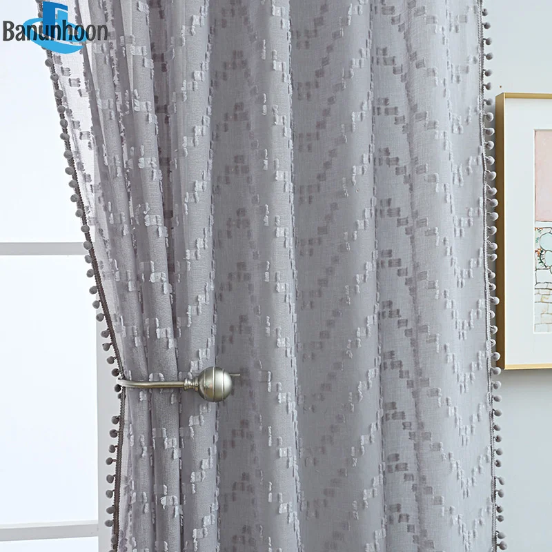 Европейские Серые волнистые 3D занавески для гостиной полузатемняющие тюлевые