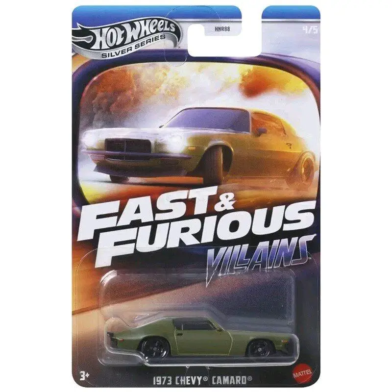 Фото Коллекционная модель автомобиля Hot Wheels Fast & Furious Silver Series: персонажи-злодеи, литая под давлением, масштаб 1:64, с графическим дизайном, подарок №1