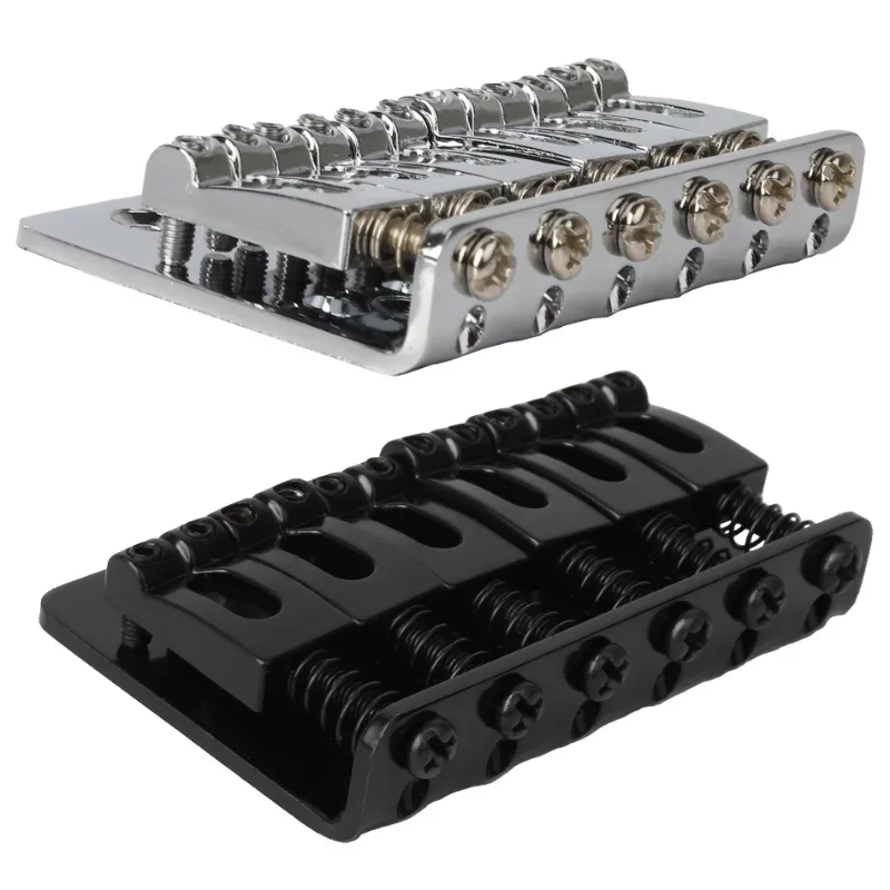 

6 нитей, 65 мм, металлический фиксированный твердый хвост, мост, верхняя нагрузка, аксессуары для электрогитары, хромированный и черный