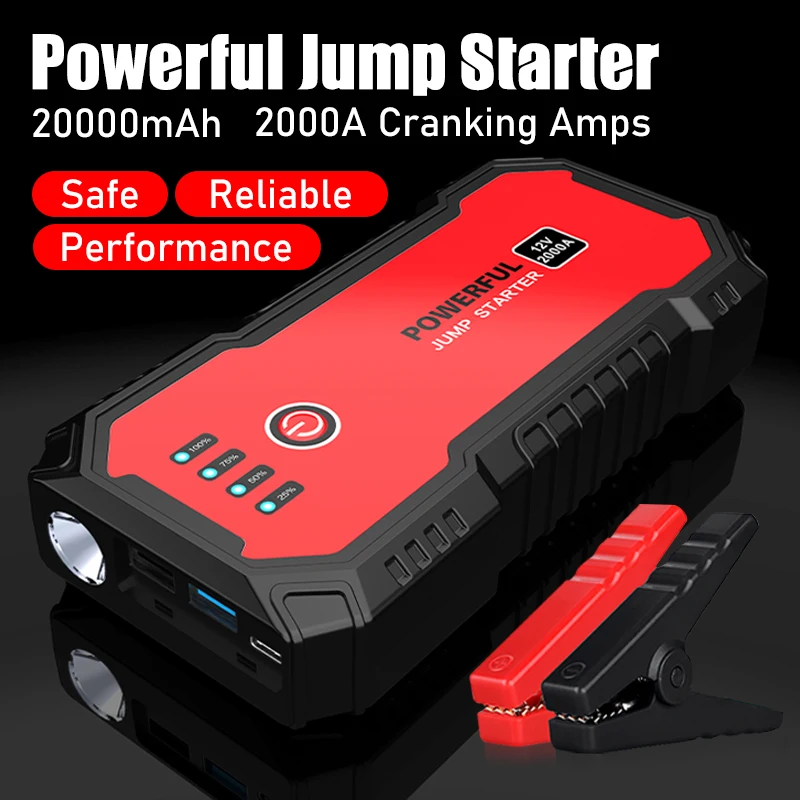

Car Jump Starter 20000mah Emergency Starting Power Supply Battery Booster Charger 12V Gasoline Diesel Cars Autos Starting Device