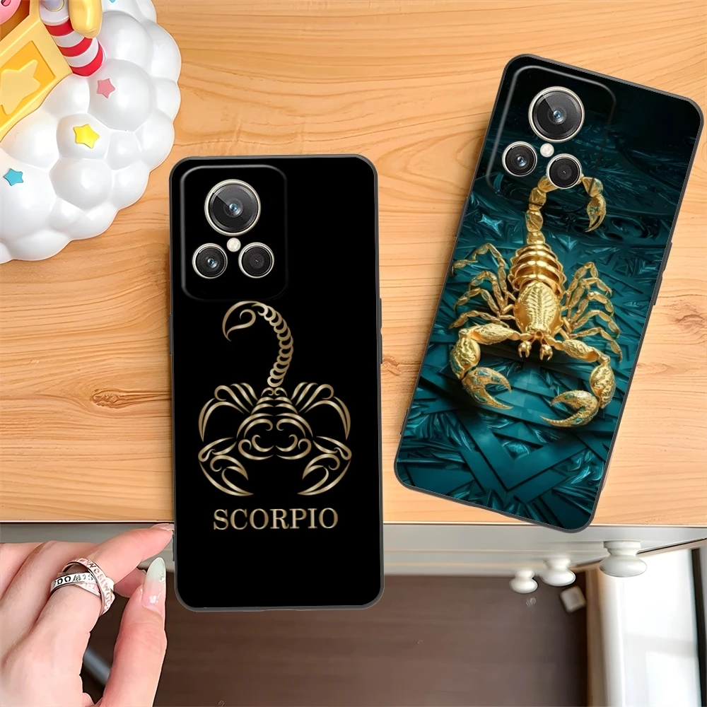 Colored Golden Scorpio Mobile Cell Phone Case for Realme GT 2 9i 8i 7i Pro X50 X2 C35 C21 C20 C11 C3 Black Cover Shell