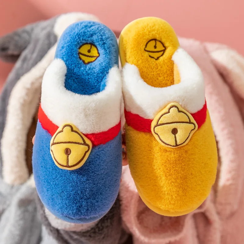 

New Cotton Slippers for Women Autumn and Winter Home Cartoon Cute Plush Couple Warm Keeping Indoor Soft Soled Slippers for Men