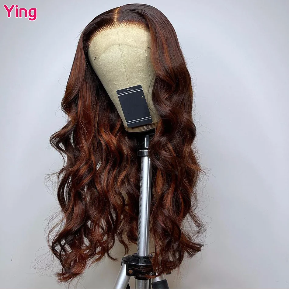 Ying Hair Highlight Copper Brown 13x4 Lace Front Wig 10A Human Hair 13x6 Lace Front Wig PrePlucked 5x5 Transparent Lace Wig