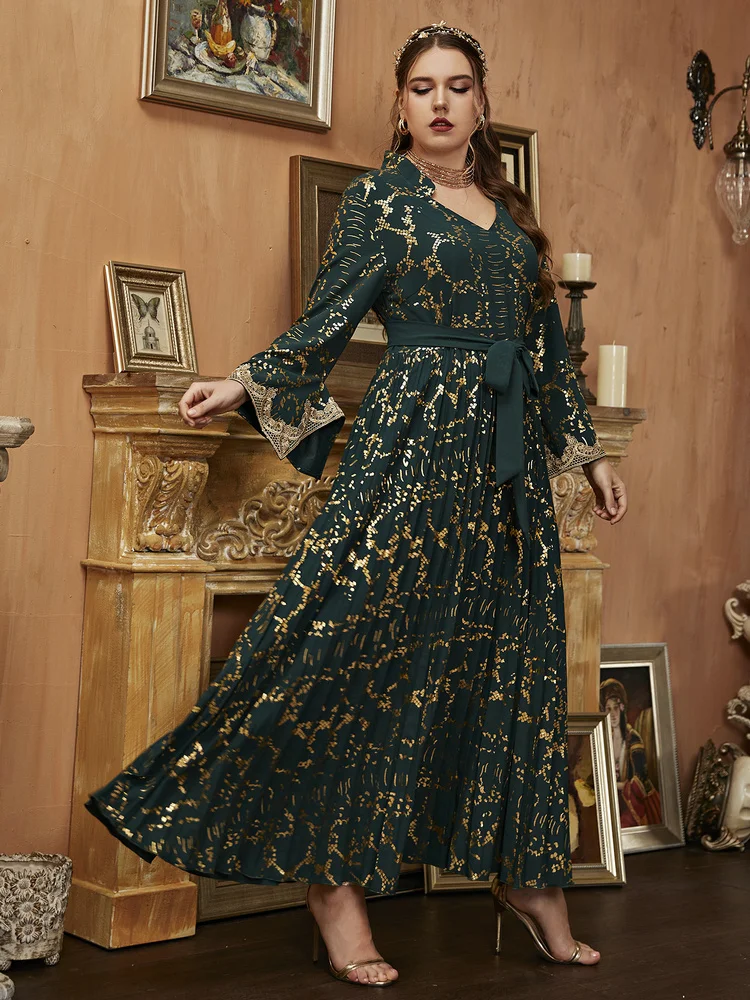 

TOLEEN Women Plus Size Maxi Dresses 2022 Spring Large Luxury Chic Elegant Long Sleeve Muslim Turkish Evening Party Robe Clothing