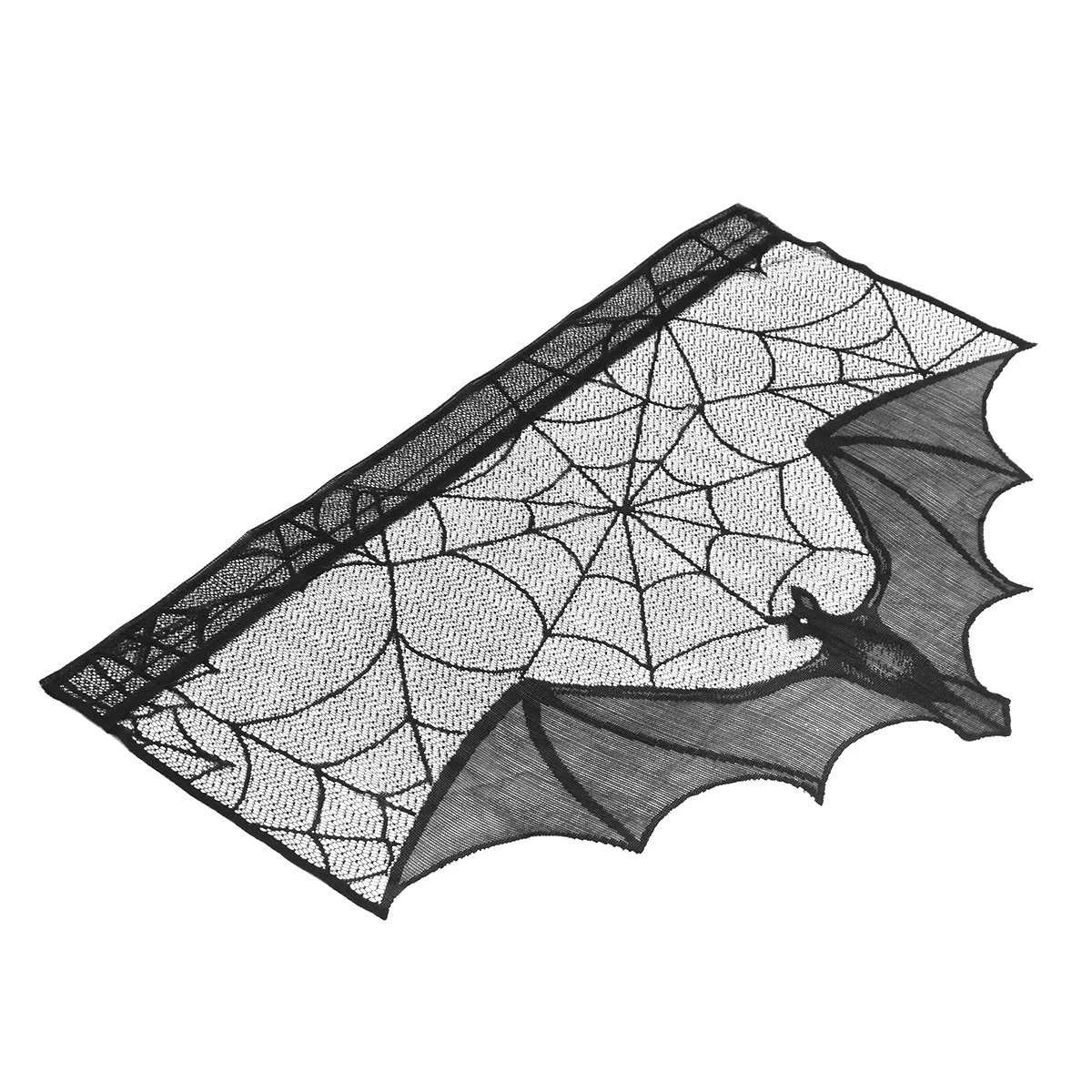 

Curtain Scarf Halloween Fireplace Decorations Black Cloth Accent Bat Spider Web Stove Cloak