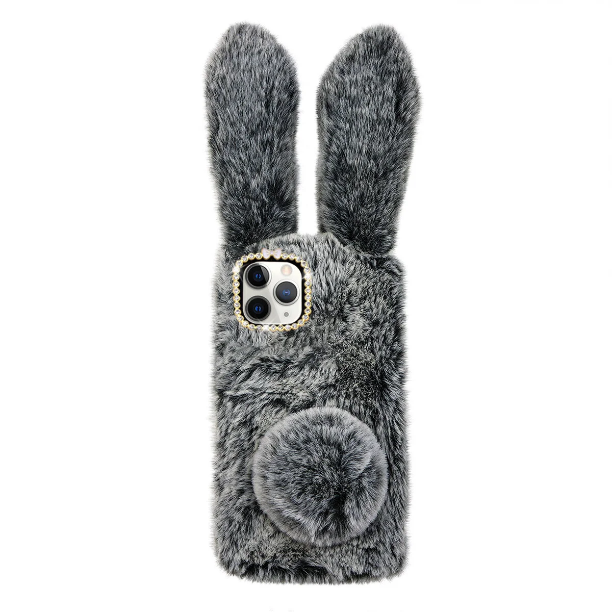 

12 Pro Phone Shell Plush Rabbit Phone Plush Rabbit Shell Diamond Case Filling Protective 12 Girl