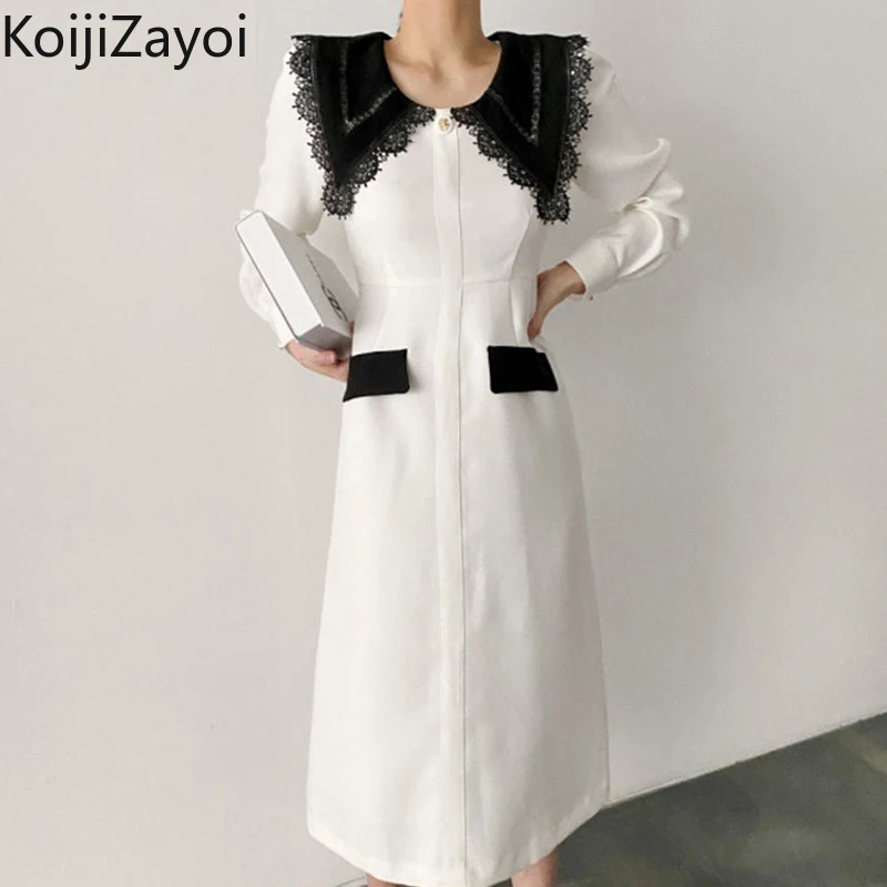 

Кружевное женское облегающее прямое платье макси Koijizayoi, модные офисные элегантные весенние и осенние платья, женские шикарные корейские пл...