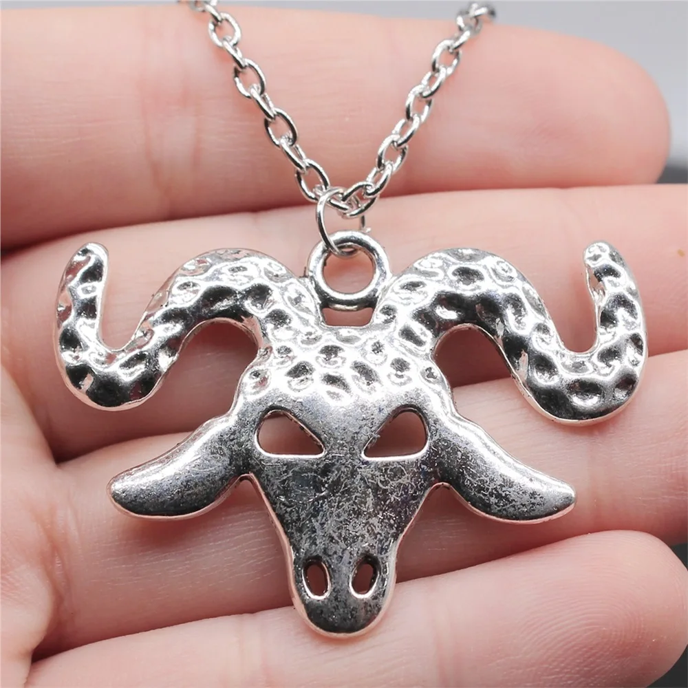 

Dropshipping Antique Silver Plated 35x49mm Bull Head Pendant Necklace For Women Men Long Chain Trendy Jewelry Accessories