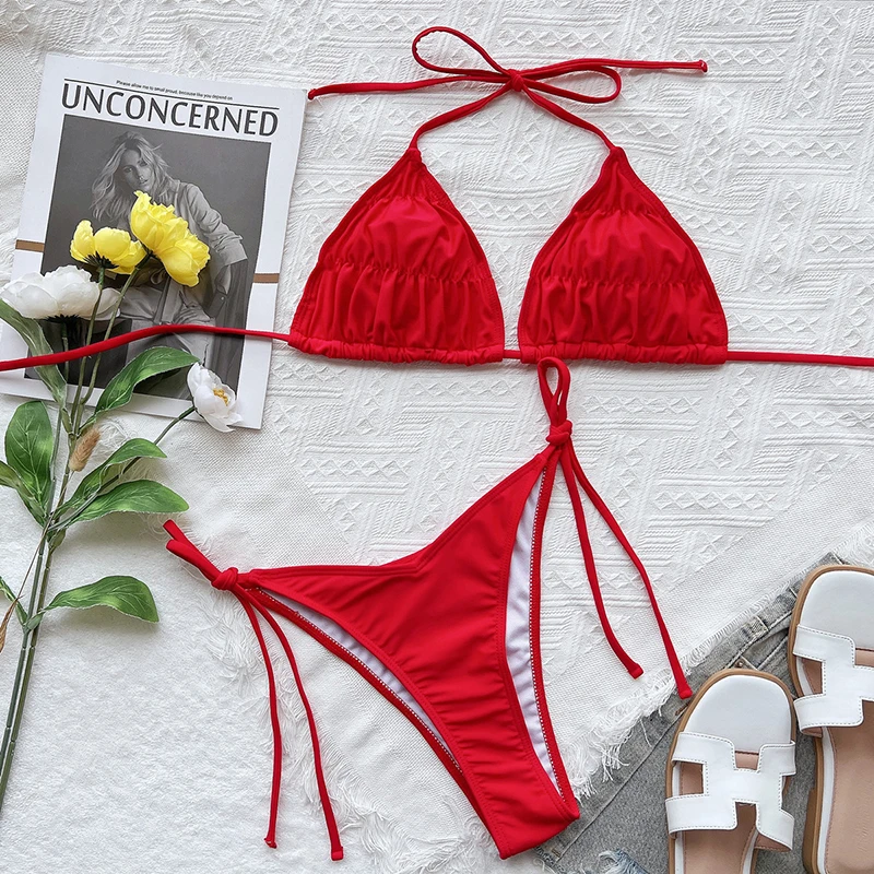 

2023 Two Pieces Women Bikini Set Sexy Push Up Bathing Suit Female Swimwear Lady Micro Thong Beach Dress Swimsuit String Outfits