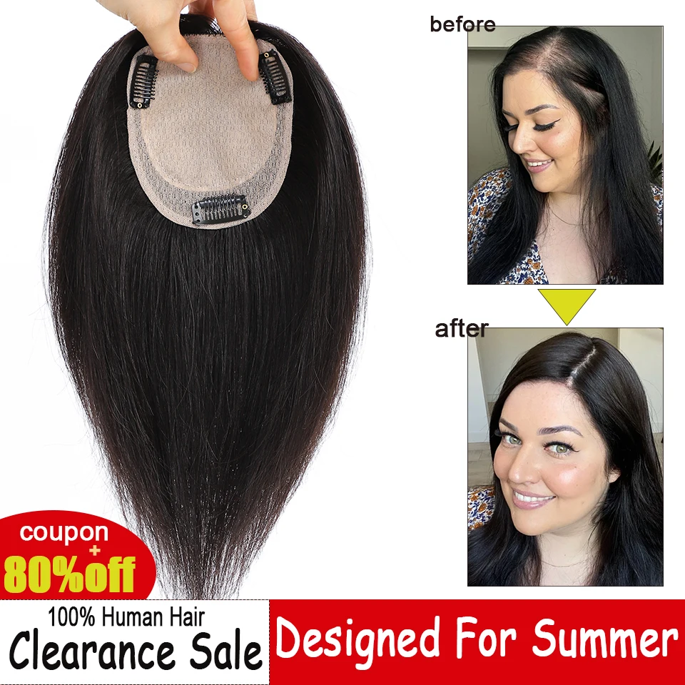 Dazzeal Topper натуральные человеческие волосы с челкой черные коричневые прямые