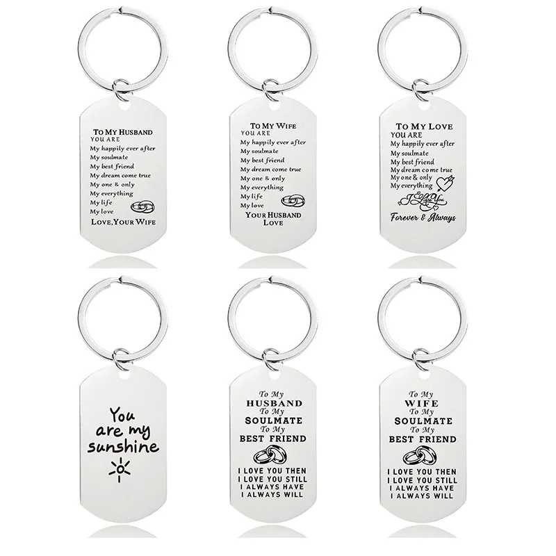 

Metal key chain hang stainless steel army card gift lovers valentine's day gift