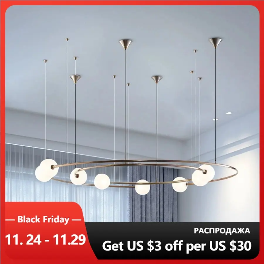 

Скандинавская современная простая Геометрическая Планетарная круглая креативная индивидуальная Люстра для гостиной спальни модель лампа...