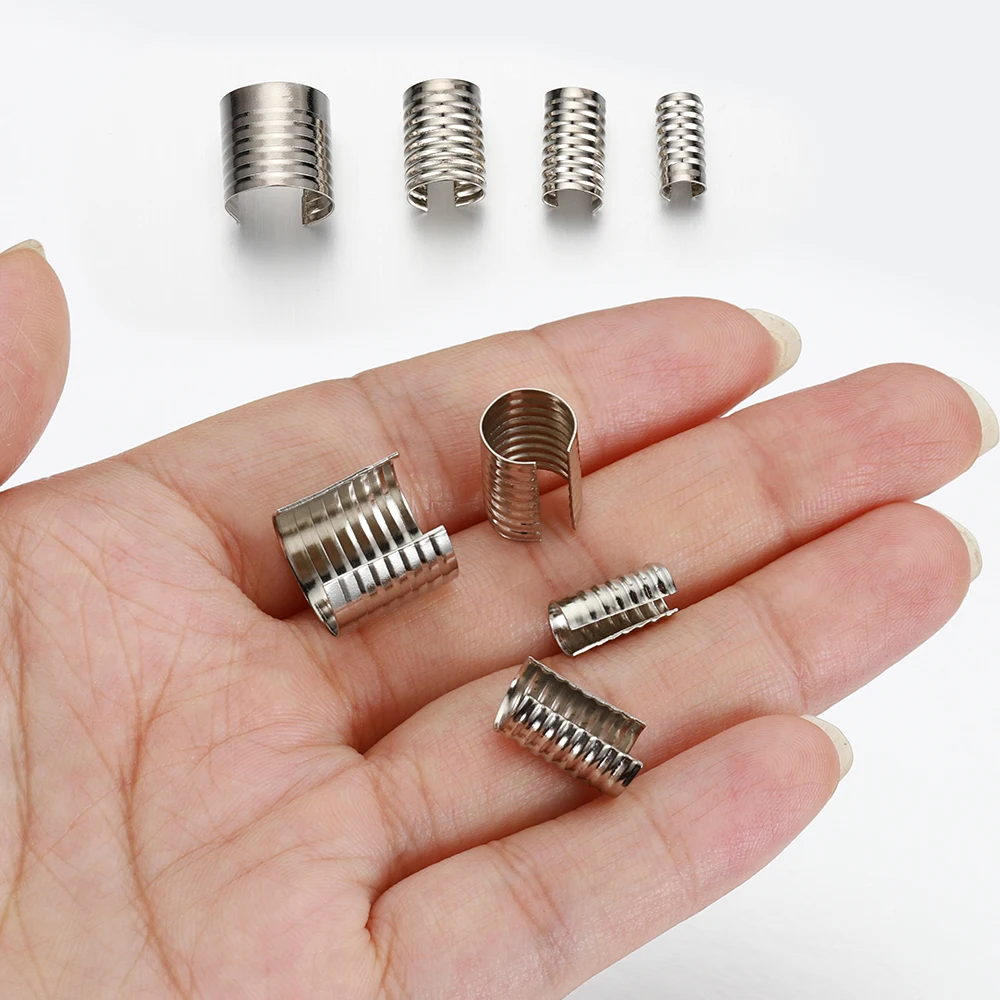 100Pcs Cord String Tube Crimping End Caps Fastener End Rope Clip for DIY Jewelry Making Braid Rope Bracelet Findings Supplier