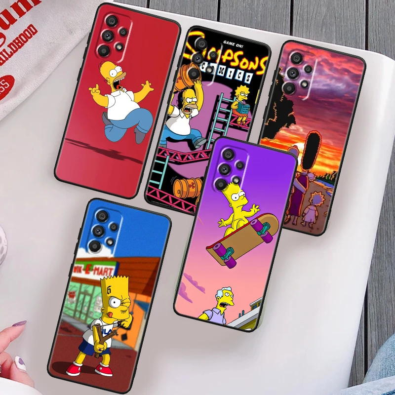 

Anime Cute The Simpson Cool Phone Case For Samsung Note 20 10 Ultra Plus A31 A8 A14 j6 A12 A5 A70 A7 A34 A20 A04 A24 5G Black