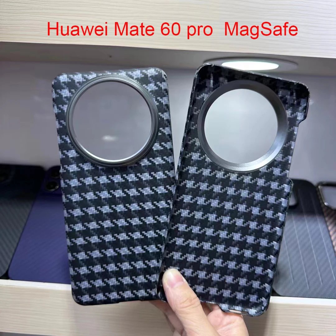 

Smhdmy Aramid Carbon Fiber Case MagSafe For Huawei Mate 60 Pro High Quality Case Metal Premium Protective Carbon Fibre Cover