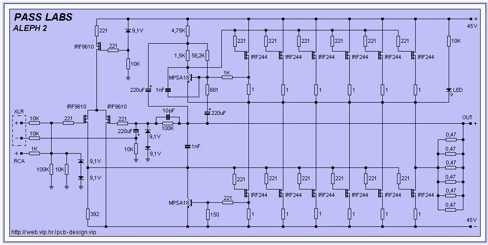 Односторонняя Плата усилителя мощности класса А PASS A2/A1.2 (набор из 10 листов) -