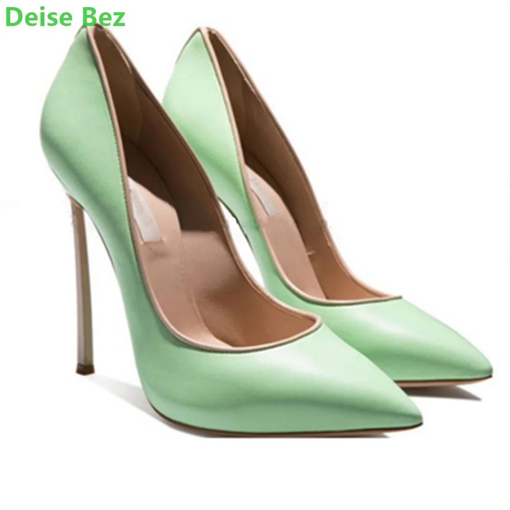 Pointed Toe Metal Heel Pumps Solid Shallow Stiletto Elegant Sweet Comfortable Fashion Simple Women Spring And Autumn Shoes