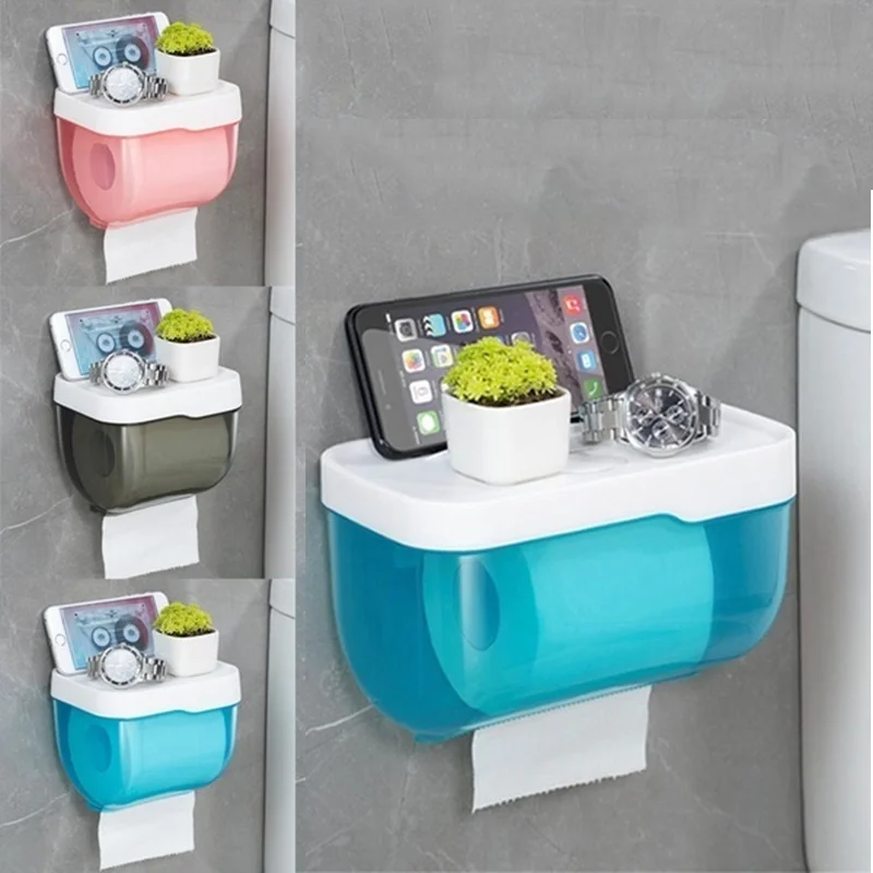 

Bathroom Toilet Paper Holder Punch-free Waterproof Storage Box Toilet Paper Storage Rack Paper Towel Kitchen Storage Accessories