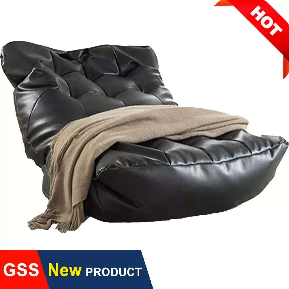 

Leather Bean Bag Sofa Lounge Chair Cover Filler Folding Lazy Sofa Bed Office Recliner Couch Floor Seat Tatami Pouf Ottoman