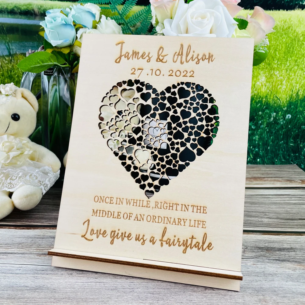 

Personalised Wedding Gift or Wedding Plaque Wood Table Sign Anniversary Present Custom Couple Names Rustic Wedding Memorial Sign