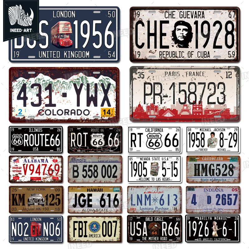 

INEED винтажный металлический постер США номерной знак автомобиля Декор металлические таблички настенные украшения Бар Паб гараж дома жестяные знаки