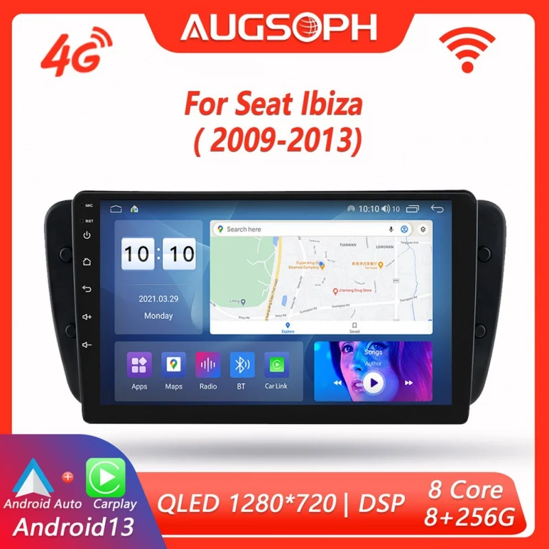 

Android 13 Car Radio for Seat Ibiza 2009-2013, 9inch Multimedia Player with 4G Car Carplay & 2Din GPS Navigation.